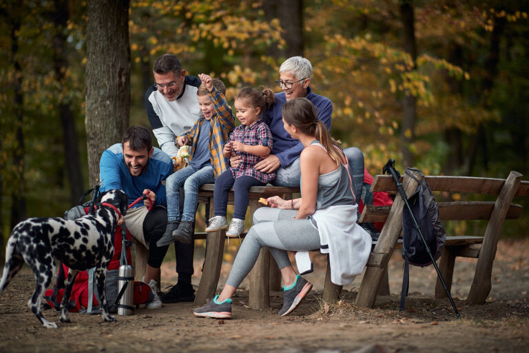 Happy Family with Dog Having Picnic Together in the Park Discussing Family Office Services